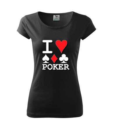 Dánske tričko I Love Poker, čierne