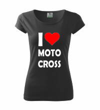 Dámske tričko s logom I Love Motocross, čierne