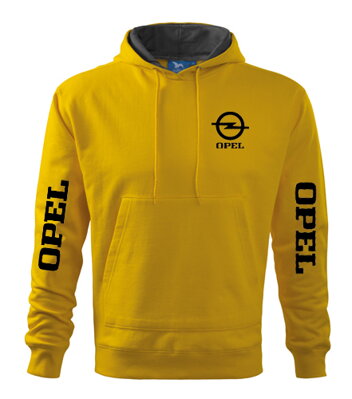 Mikina s kapucňou Opel, žltá