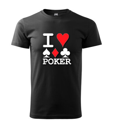 Tričko I Love Poker, čierne