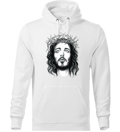 Mikina s kapucňou JESUS, biela