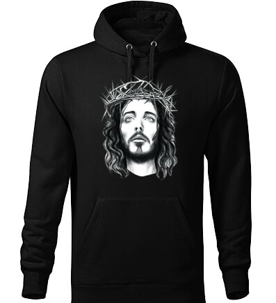 Mikina s kapucňou JESUS, čierna