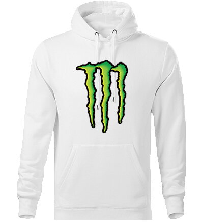 Mikina s kapucňou MONSTER logo, biela