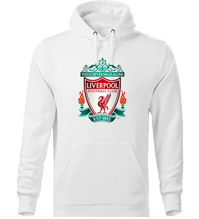 Mikina s kapucňou LIVERPOOL logo, biela