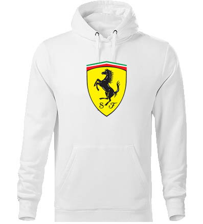 Mikina s kapucňou Ferrari logo, biela