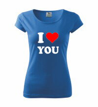 Dámske tričko s logom I Love you, modré