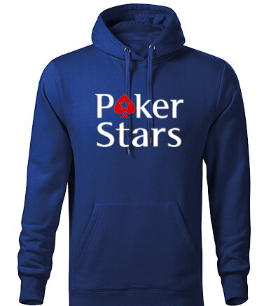 Mikina s kapucňou POKER STARS, modrá