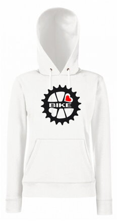 Dámska mikina s kapucňou BIKE, biela