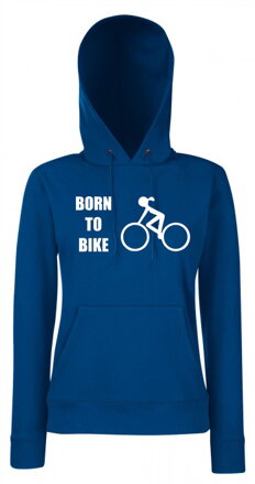 Dámska mikina s kapucňou BORN TO BIKE, modra