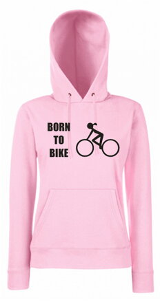Dámska mikina s kapucňou BORN TO BIKE, ružova