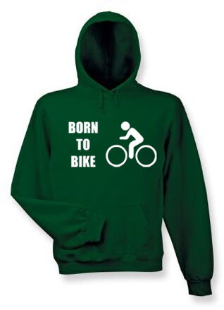 Mikina s kapucňou BORN TO BIKE, tmavozelena