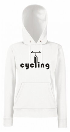 Dámska mikina s kapucňou CYCLING, biela