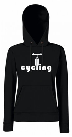 Dámska mikina s kapucňou CYCLING, čierna