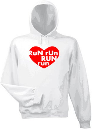 Mikina s kapucňou RUN RUN RUN, biela