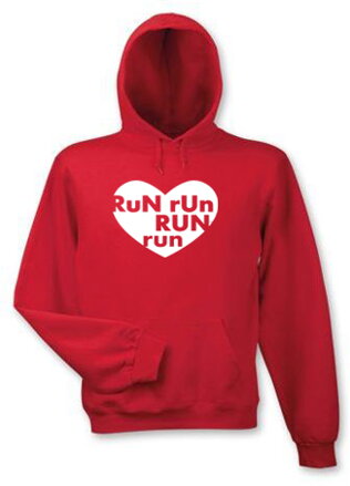 Mikina s kapucňou RUN RUN RUN, červena 