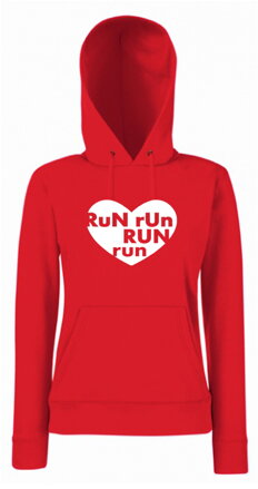 Dámska mikina s kapucňou RUN RUN RUN, červena