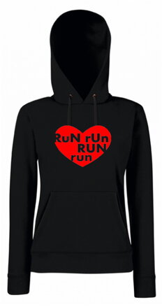 Dámska mikina s kapucňou RUN RUN RUN, čierna