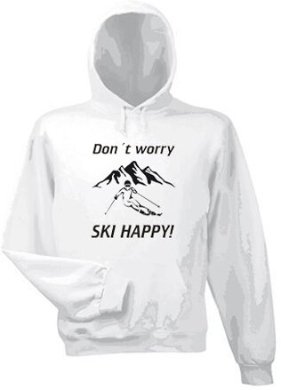 Mikina s kapucňou SKI HAPPY, biela