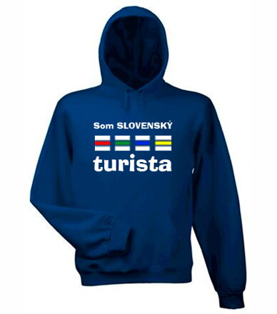 Mikina s kapucňou SLOVENSKÝ turista, modra