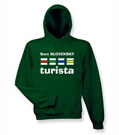 Mikina s kapucňou SLOVENSKÝ turista, tmavozelena