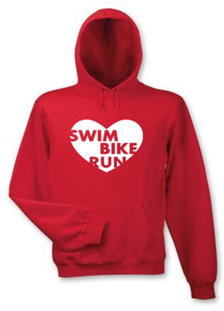 Mikina s kapucňou SWIM BIKE RUN, červena