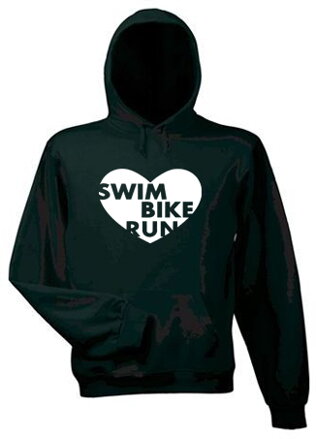 Mikina s kapucňou SWIM BIKE RUN, čierna