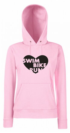Dámska mikina s kapucňou SWIM BIKE RUN, ružova