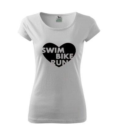 Dámske tričko SWIM BIKE RUN, biele