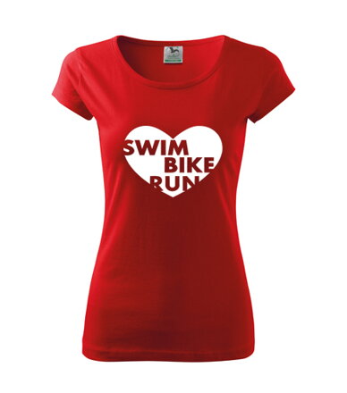 Dámske tričko SWIM BIKE RUN, červene