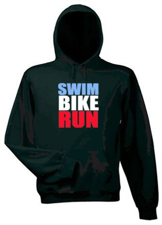 Mikina s kapucňou SWIM/BIKE/RUN, čierna