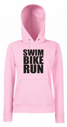 Dámska mikina s kapucňou SWIM/BIKE/RUN, ružova