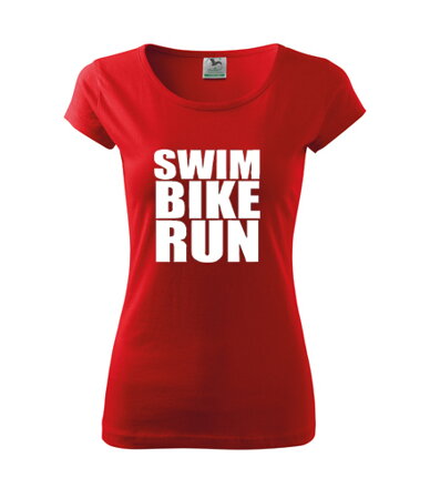 Dámske tričko SWIM/BIKE/RUN, červene