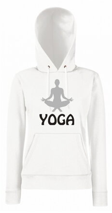 Dámska mikina s kapucňou YOGA, biela