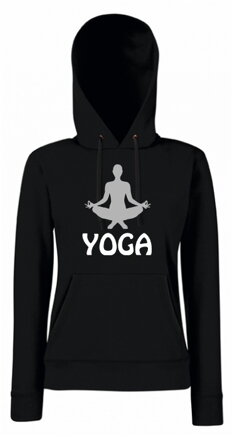 Dámska mikina s kapucňou YOGA, čierna