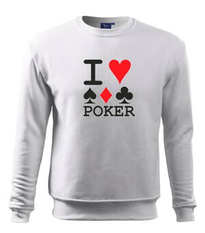Mikina I Love Poker, biela