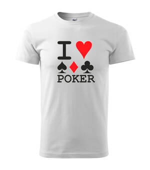 Tričko I Love Poker, biele