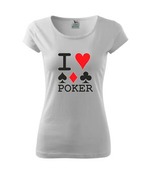 Dámske tričko I Love Poker, biele