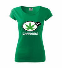 Dámske tričko s logom Cannabis, zelené