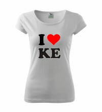 Dámske tričko s logom I Love KE, biele