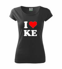Dámske tričko s logom I Love KE, čierne