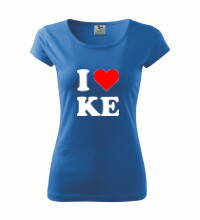 Dámske tričko s logom I Love KE, modré