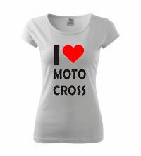 Dámske tričko s logom I Love Motocross, biele