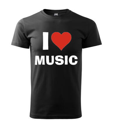 Tričko I Love Music, čierne