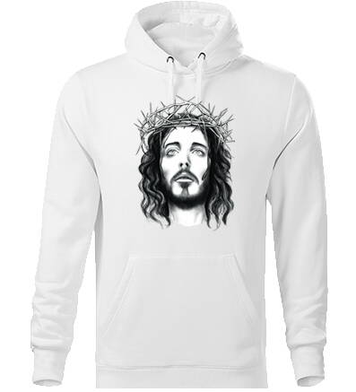 Mikina s kapucňou JESUS, biela