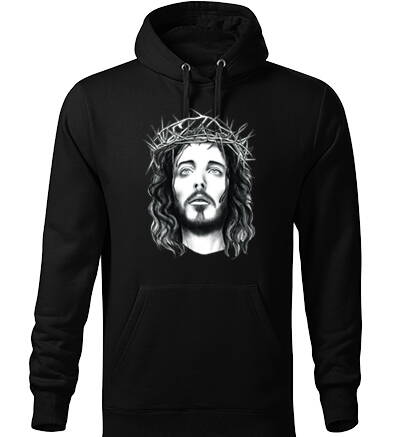 Mikina s kapucňou JESUS, čierna