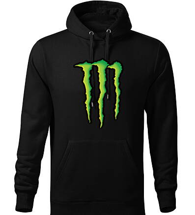 Mikina s kapucňou MONSTER logo, čierna
