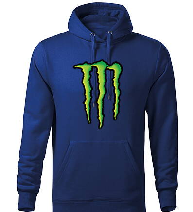 Mikina s kapucňou MONSTER logo, modrá