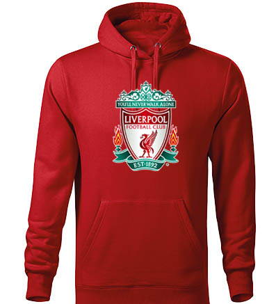 Mikina s kapucňou LIVERPOOL logo, červená