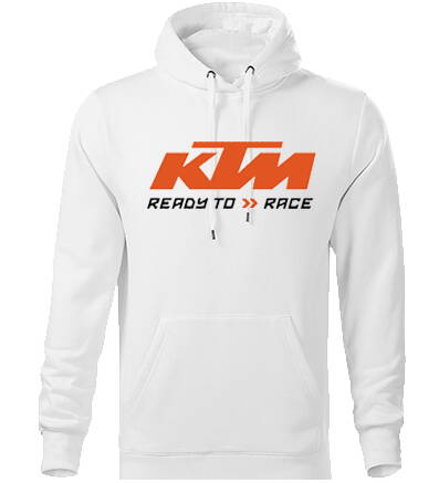 Mikina s kapucňou KTM Ready, biela