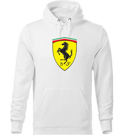 Mikina s kapucňou Ferrari logo, biela